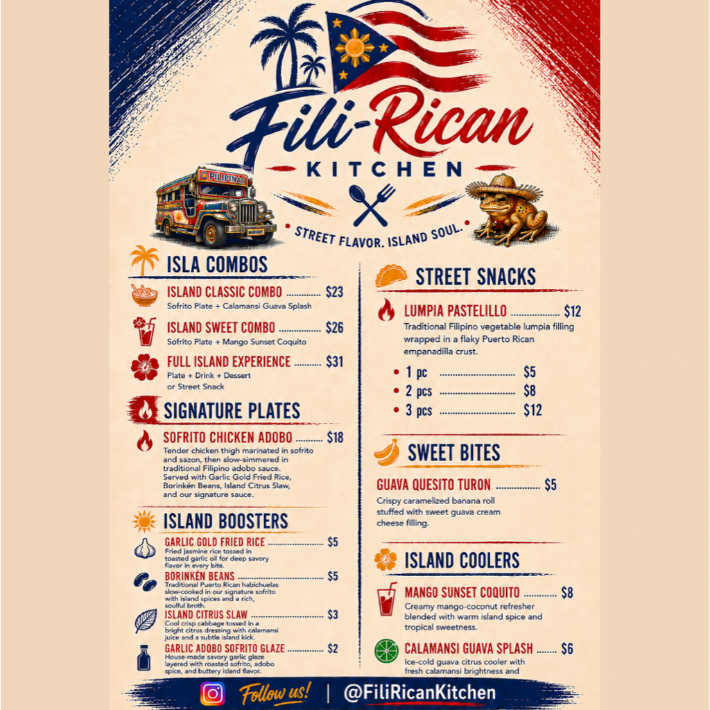 Fili-Rican Kitchen current menu
